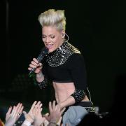 Pink on stage at the LG Arena, Birmingham in 2013