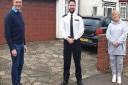 Rene's son, John, with Pc Sage and a member of the public who helped. Picture: MPS Tower Hamlets