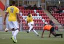 Ricardo Shaw of Woodford scores the first goal for his team and celebrates during Woodford Town vs Tower Hamlets, Essex Senior League Football at The Harlow Arena on 6th August 2019