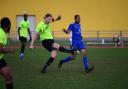 Action from the Mile End Stadium derby between Sporting Bengal and Tower Hamlets (pic Tim Edwards)