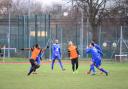 Action from the Essex Senior League derby between Tower Hamlets (orange) and Sporting Bengal United (blue) last season (pic: Tim Edwards).