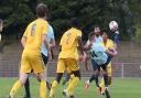 Grant Frances of Barkingside scores the first goal for his team against AFC Sudbury Reserves