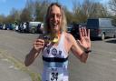 Ilford AC's Terry Knightley broke the male veteran over 60 club record in the Essex Half Marathon at Debden Airfield.