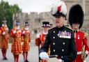 Tower of London governor Andrew Jackson addresses the public on Tower Hill during an accession proclamation ceremony