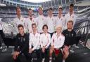 England and Wales hockey players face the camera at Tottenham Hotspur Stadium