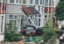 The front porch to the home in Fencepiece Road was damaged