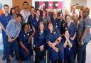 Jane Elflain and Denise Smith (centre) with Queen's Hospital's respiratory team