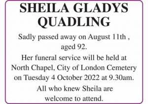 SHEILA GLADYS QUADLING