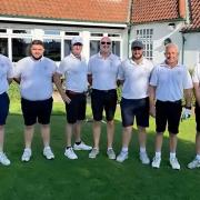 Ramsey's Nathan Long, Ollie Wright, Derek Lines, captain Phil Ackers, Joel Akril, Richard Mason and Chris Brown at the Jock Stewart final