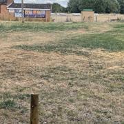 The proposed site for a new café to be built in Eaton Socon, adjacent to the Cricket Club.