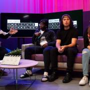 Barking and Dagenham College students are Demar Bellamy-Foster, Afridjan Bracaj and Jasmine Mustafa on the sofa being interviewed by Joshua Rodwell.