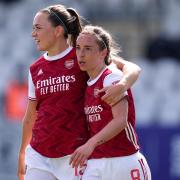 Arsenal's Jordan Nobbs (right) celebrates scoring with team-mate Katie McCabe