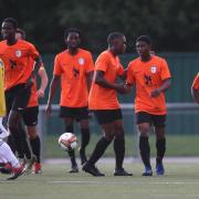 Tower Hamlets players celebrate a goal (pic Gavin Ellis/TGS Photo)