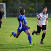 A Sporting Bengal United player in action against Hoddesdon Town (pic: Tim Edwards).