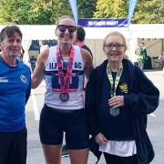 Rob Sargent, Carlie Qirem and Julia Galea at Manchester Marathon