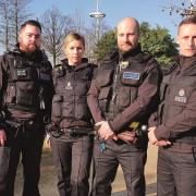 Left-to-right: Sgt Tom Crocombe, PC Sidony Crowther, Insp Steve Morrison and PC James Mace