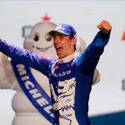 Alex Lynn, born in Goodmayes, celebrates winning his first Formula E race at the London E-Prix.