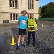 Three years ago at the Forres Harriers 10K - Peter Ryan (left) with former Waltham Forest-based race walker Alex Ross (Pic: Ilford AC)