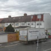 A delivery van in Springfield Drive, which was unable to pass the barrier set up for Quiet Streets. Picture: Francesca Barclay