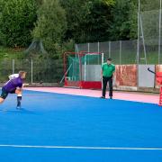 Ed Fleet scores from the penalty spot for Old Loughts