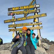 Jagdeep Singh Aujla with daughter Japleen at the top of Mount Kilimanjaro