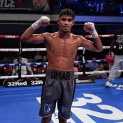 Umar Khan celebrates. Image: Stephen Dunkley/Queensberry Promotions