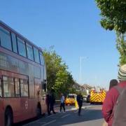 Emergency services have been pictured blocking off surrounding roads