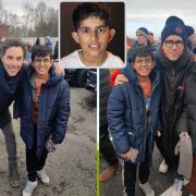 Aydin Ahmed with Hollywood colleagues Shawn Levy (L) and Ryan Reynolds (R)