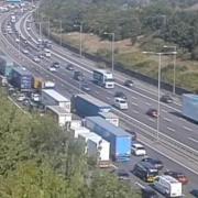 Traffic on M25 clockwise near Heathrow Airport