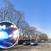 A car crashed into a lamppost near King George Hospital this afternoon (September 23)