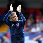 Ben Strevens salutes the Dagenham & Redbridge fans Image: Gavin Ellis/TGS Photo