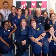 Jane Elflain and Denise Smith (centre) with Queen's Hospital's respiratory team