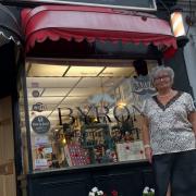 Karen Quigley standing outside Byron Barbers