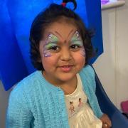 Face painting fun for Arya Kareem in hospital