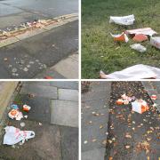 Multiple examples of Miami Crispy's packaging littering the streets of Clayhall