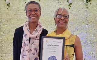 Juliette Samuel (right) with her long service award