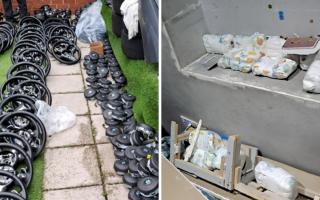 Counterfeit airbags and cash wrapped in nappies were discovered