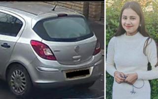 Silver Vauxhall Corsa (left) and Harshita Brella (right)